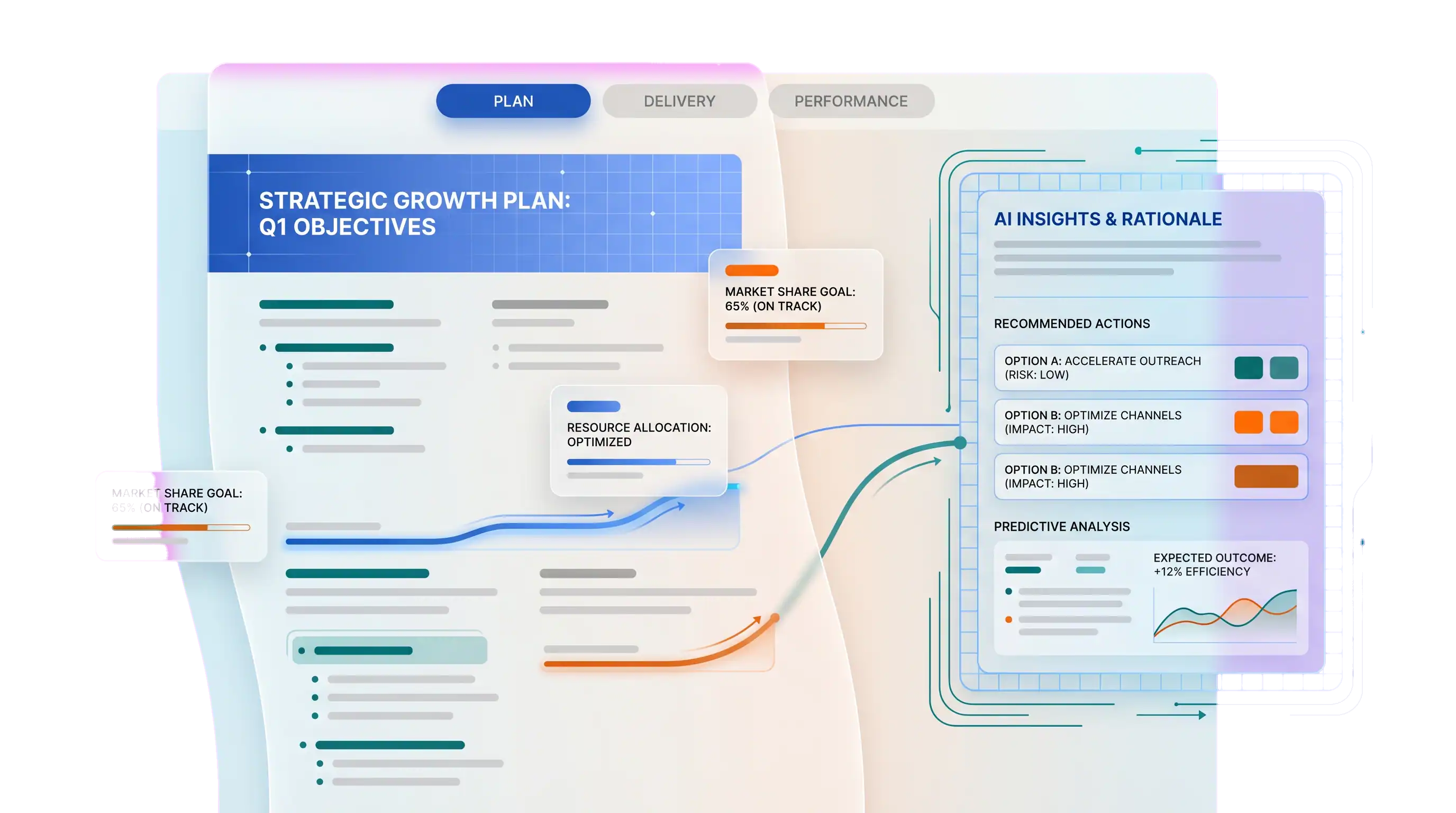 Synapic workspace with planning content and AI Agent panel